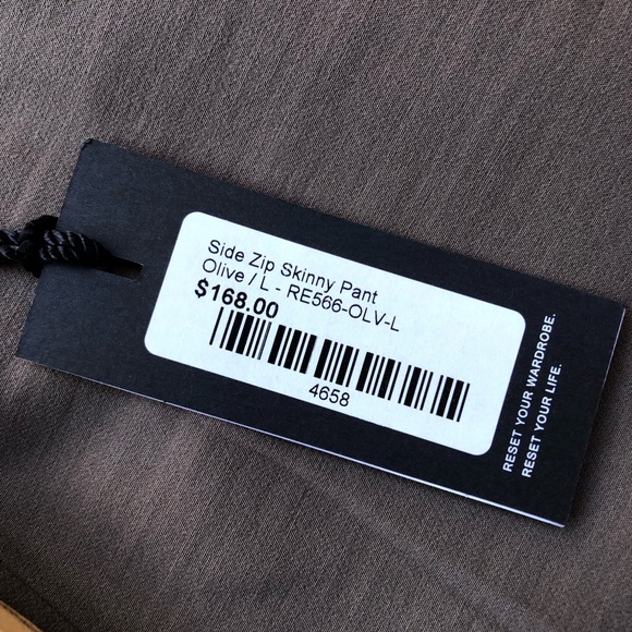 R Label The Reset Side Zip Skinny Pants Olive Green Work Office Pant NEW Large - Picture 4 of 15